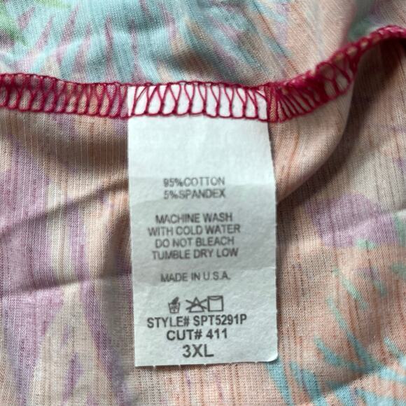 Green Multicolor Tropical Print Tie Front Flutter Sleeve Cropped Top Plus 3X NWT - Picture 10 of 13